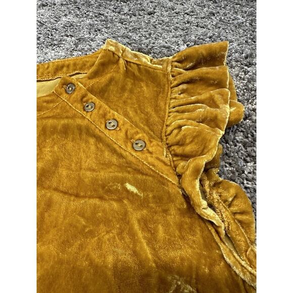 LOFT Plus Sz 22 Ruffle Sleeveless Velour Velvet Top Gold Party Holiday Workwear - Picture 2 of 10